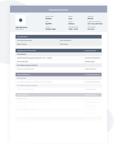 Children’s Progress Report Format